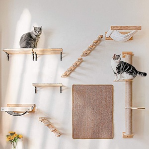 Wholesale Custom OEM Available Wood Climbing Shelf Table For Indoor Cats Acrylic Bubble Window Wooden Wall Mounted Cat Bed