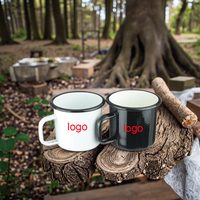 Vente en gros de tasse de camping de voyage vintage de 12oz, cadeaux d'extérieur en émail métallique de sublimation imprimés avec logo personnalisé et capacité de 350ml
