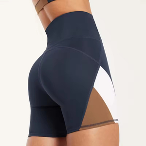 Custom Yoga Wears High Elastic Workout <b>Clothes</b> Racerback Sports Bra Shorts Set Colorblock Yoga Set - Product Image 2