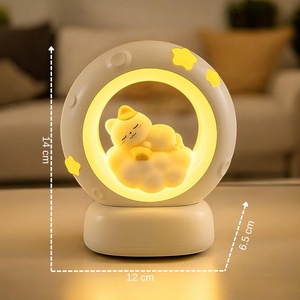 Cartoon Cat Moon Ring Night Light Soft Warm LED Ambient <b>Lamp</b> Rechargeable Cute Kitty Cloud <b>Lamp</b> For Children Room Decor Gift - Product Image 4