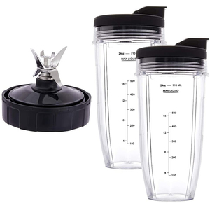 Gobelets de remplacement pour blender <span class=keywords><strong>Ninja</strong></span>, 24 oz, avec couvercles à emporter, lame extractrice à 7 ailettes, pour <span class=keywords><strong>Ninja</strong></span> Auto IQ BN801 SS101 BL480-30 BL641 - Product Image 1