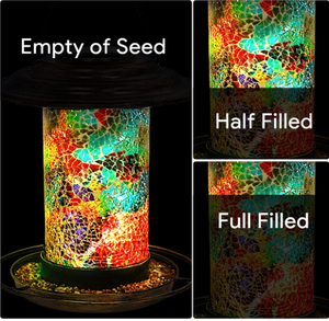 Comedero para Pájaros Solar para Exteriores, Comedero para Pájaros Salvajes Colgante de Metal con Mosaico, Comederos para Pájaros Impermeables, Lámpara de Jardín con Forma de Farol - Product Image 4