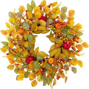 Guirlande artificielle artisanale pommes et baies pour Noël et Thanksgiving, ornement décoratif à suspendre à la porte d'entrée, style américain - Product Image 5
