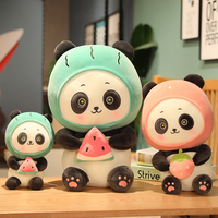 Peluche Panda Super Mignonne aux Formes de Fruits : Pastèque et Fraise, Animal en Peluche Kawaii