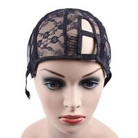 Bonnet de perruque en polyester pour tissage en U avec 2 pinces à cheveux côté avant droit pour la fabrication de perruques et l'extension de cheveux DIY Noir