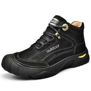 Chaussures de randonnée en cuir de vache pur de haute qualité avec logo personnalisé, semelle en caoutchouc, pour hommes, pour l'extérieur et la montagne, fourniture directe d'usine - Product Image 3