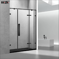 Cabine de douche carrée en aluminium noir mat avec portes coulissantes en verre, design moderne, certifiée CE, garantie 3 ans, pour salle de bain d'hôtel