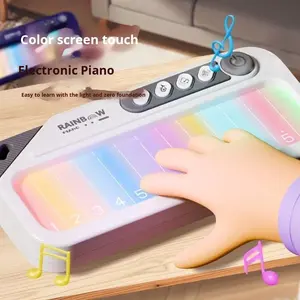 Pianoforte Arcobaleno Portatile <span class=keywords><strong>per</strong></span> l'Apprendimento, Luci Colorate e <span class=keywords><strong>Canzoni</strong></span> Educative, Schermo Touch, Giocattolo Musicale Educativo - Product Image 3