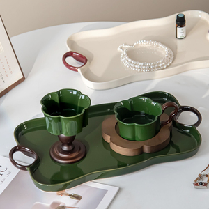 Vassoio di lusso in ceramica con manici piatto di <span class=keywords><strong>porcellana</strong></span> per stoviglie e <span class=keywords><strong>servizio</strong></span> alberghiero - Product Image 6