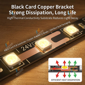 Bande LED à spectre complet Ra98 24V sans polarité 120D PCB noir flexible découpable protection des <span class=keywords><strong>yeux</strong></span> pour éclairage intérieur et décoration domestique - Product Image 5