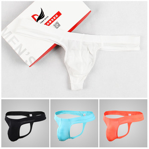 Slip pour hommes en argent Boxer taille basse Nylon Ice Silk Briefs Sexy érotique tongs sous-vêtements - Product Image 3