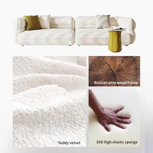 קרם מינימליסטי נרדי קטיפה בד קטיפה ספה מעוגלת צמר כבש ספה סט ספה סלון פינת ספה ריהוט - Product Image 6