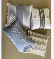 Housse de coussin en microfibre ignifuge de luxe, nouvelle arrivée, intérieur/extérieur, appliques de feuilles brodées, imprimé de dessin animé, bordure carrée