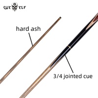 Queues de billard CUEELF Standards 8,5 mm, fabriquées à la main en frêne dur, jointées 3/4, avec autocollant personnalisé, en bois d'érable.