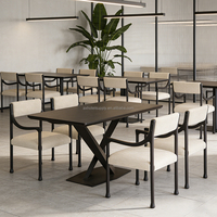 Chaise de café en bois et tissu pour villa moderne, mobilier commercial pour hôtel, restaurant, F&B, et ensemble table et chaises de salle à manger