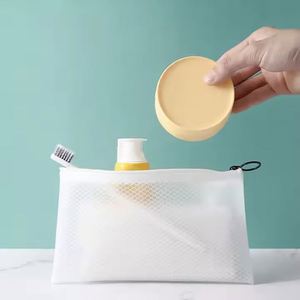Travel Modern <b>Sealed</b> Drain Household Round Plastic Soap Rack with Lid Storage Box for Bathrooms & Hotels - Product Image 3