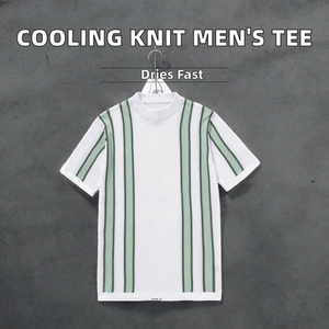 DovFanny Cooling Fabric Men's Knitwear Street Style Embroidered Casual <b>Shirt</b> Knitted <b>Sweater</b> Gym Wear T-<b>Shirt</b> Quick Dry Striped - Product Image 2