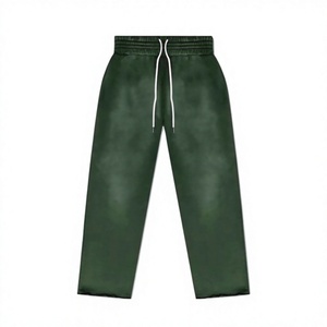 Pantalon de survêtement décontracté 100 % coton délavé à l'acide et à la pierre pour homme, avec cordon de serrage, idéal pour l'hiver - Product Image 4