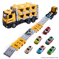 Ensemble de jeu de transport de tracteurs XST, échelle 1:24, jouet à friction en plastique et en fer, enfants de 3 à 6 ans, grand camion remorque, 6 petites voitures jouets