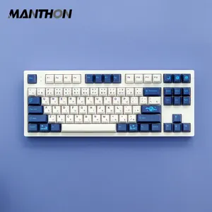 129 Teclas Blue Moon Keycap DYE-SUB Simples Azul Branco Cereja Perfil Keycaps Para Interruptor MX Teclado Mecânico PBT Keycaps