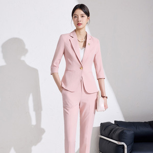 Women's Light Blue Suit Set Three Quarter Sleeve Breathable Polyester Spring Casual Wear - Product Image 3