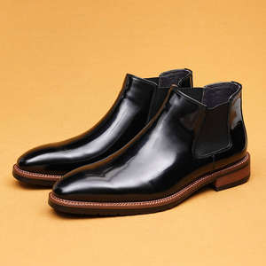 Men's Genuine Leather Ankle <b>Boots</b> Pointed Toe Slip-On Anti-Slippery Rubber Outsole EVA Midsole All Seasons wholesale - Product Image 4