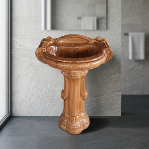 Lavabo sur pied en céramique colorée personnalisée avec piétement complet pour salle de bain moderne, hôtel, villa - Product Image 5