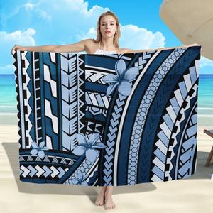 Cobertura de saia de praia lavada para mulheres, roupa de praia de lavas com estampa de hibisco marrom claro, sarongues longos de uma peça, roupa de praia de lavanda - Product Image 4