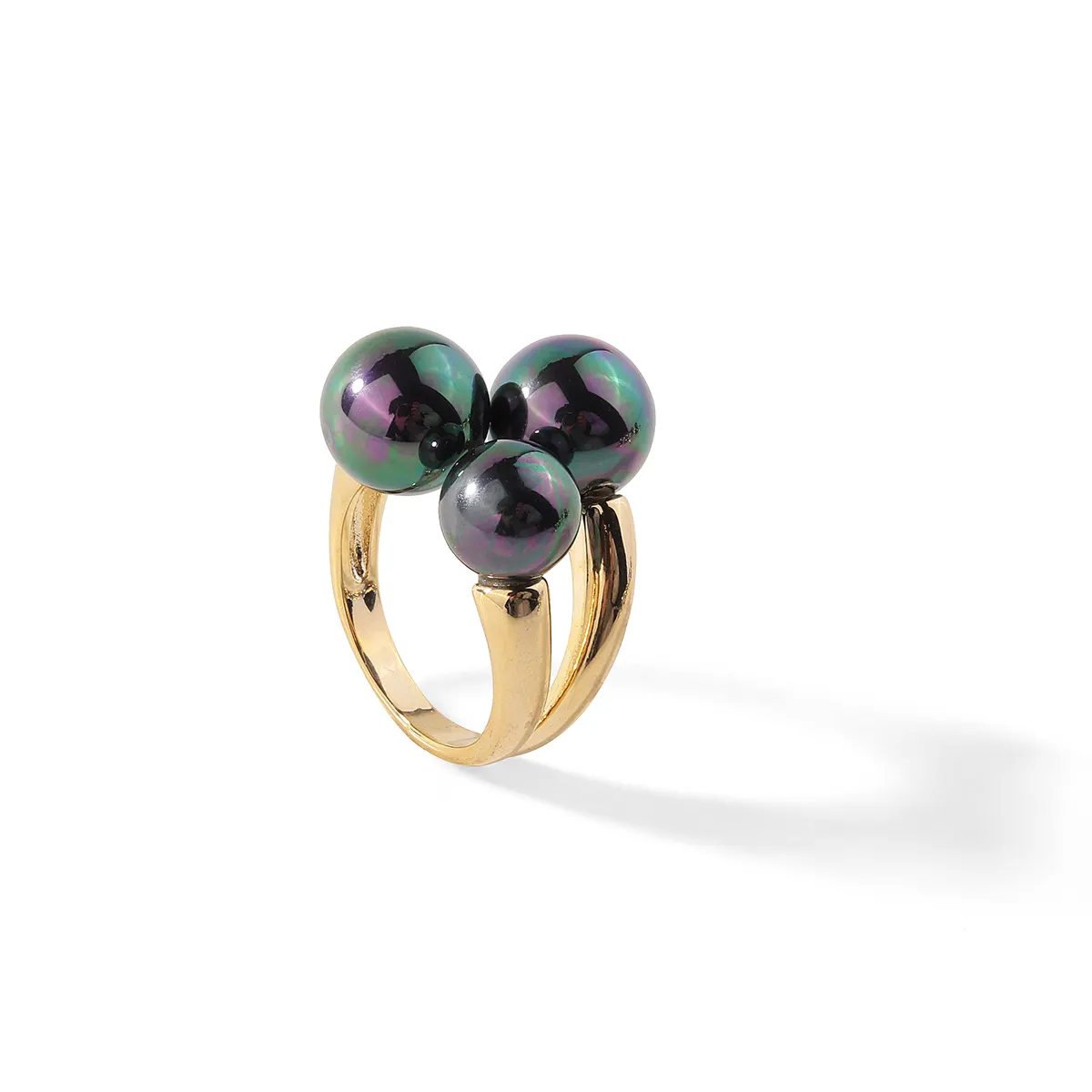 Hawaii rings wholesale 14K gold plated 3 pcs black pearl statement rings for girls