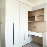 Armoire à étagères ouvertes, style minimaliste industriel, MDF blanc, chambre principale, laque teck