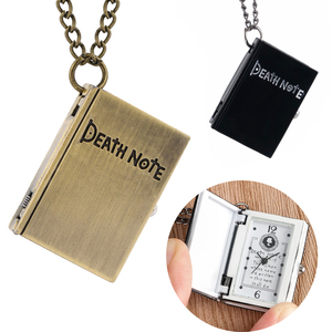 Reloj de <span class=keywords><strong>Bolsillo</strong></span> de Cuarzo Steampunk Cool Death Note, Tamaño Pequeño, Forma de Libro Negro, Collar <span class=keywords><strong>con</strong></span> Colgante, Regalos de Cumpleaños para Hombres, Mujeres y Niños - Product Image 1