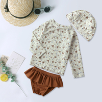 Trajes de Baño para Niños al por Mayor, Traje de Baño para Bebés, Bikini para Niñas, Traje de Baño de Manga Larga para Niños, Ropa de Playa para Niños con Gorro