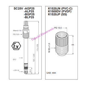 เครื่องวัดค่า pH ยี่ห้อ Yokogawa รุ่น SC25V-AGP25-120 ของแท้ใหม่ในช่องวัดค่า pH - Product Image 2