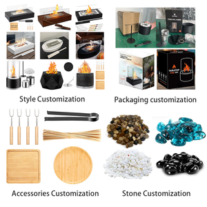 Moderna Brasera de Mesa de Metal Negro, Combustible de <span class=keywords><strong>Bioetanol</strong></span>, <span class=keywords><strong>Chimenea</strong></span> Ecológica sin Humo para Interiores/Exteriores, Ideal para Fiestas - Product Image 5