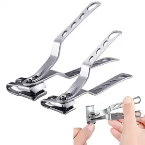 2pcs Nail Clippers with 360-Degree Rotating Head Long Handle, Stainless Steel Fingernails and Toenails Cutter