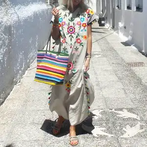 Vestido largo bohemio informal con flecos de colores y estampado floral, ropa a la moda para verano, productos superventas, 2022