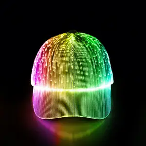 Entertainment Bar Bungee Elektrische Lettergreep Reclame Cap Custom Lichtgevende Cap Led Fiber Doek Baseball Cap