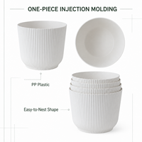 Pot de fleurs en plastique PP à nervures, moderne, rond, pour plantes d'intérieur, pour bureau, étagère et petites plantes d'intérieur