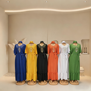<span class=keywords><strong>Robe</strong></span> Boubou Décontractée à Col en V et Poches, Style Ethnique, Nouvelle Collection 2026, Imprimé Franges, Vente Directe Usine, Prix de Gros - Product Image 1