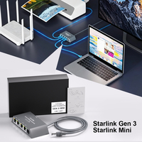 Adaptador Ethernet Multipuerto para Starlink Gen 3 / Starlink Mini, Adaptador Ethernet Gigabit de 4 Puertos y 1000 Mbps, Adaptador Ethernet Rj45