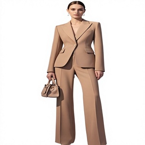 Blazer Entallado para Mujer -2026, Pantalones de Oficina Beige para Mujer, Traje con Cuello de Solapa, Botón Único, Manga Larga, 100% de la Mejor Calidad - Product Image 1