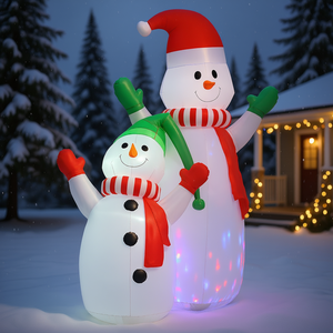 Pupazzo di neve gonfiabile di 2,4 metri con luci LED rotanti, decorazione natalizia da esterno per le festività. - Product Image 2