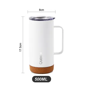 Eco Friendly 500ML Double Wall Stainless Steel Insulated Travel Tumbler Coffee Mug With Handle And Lid