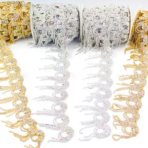 Jeans Accesorios de ropa Decoración de bricolaje Cinturón de flecos de diamantes de imitación Cinta con cuentas Cadena de borlas