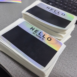 Giá đặc biệt hình ba chiều thân thiện với môi trường chống giả 'xin chào Tên tôi là 'dán vỏ trứng màu đen kết thúc 10cm x 7cm giới hạn - Product Image 3