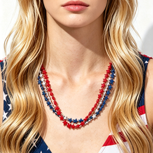 Collares de Cuentas con Estrellas Patrióticas Rojas, Blancas y Azules para las Celebraciones del 4 de Julio, Día de la Independencia y Día Nacional - Product Image 2