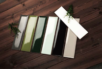 Carrelage mural en céramique rectangulaire brillant vert foncé pour salle de bain, 75x300, effet brique, émaillé