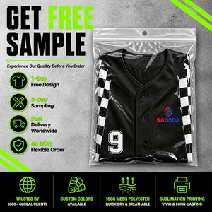 Maillot de baseball personnalisé en gros, imprimé damier, séchage rapide, respirant, boutonné, en polyester, uniforme d'équipe par sublimation - Product Image 5