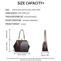 Sac fourre-tout et bandoulière de luxe léger vintage 2026 haut de gamme, modèle 2605, grande capacité, design élégant en forme de coquille, avec deux sangles et fermoir.