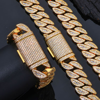 Fealux Cadena Cubana de 20mm, Plata 925, Incrustaciones Completas de Moissanita VVS Corte Baguette, Joyería Hip Hop Unisex